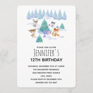 Invitación Animales del Bosque Bailando Alrededor del Árbol d