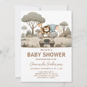 Invitación Animales del bosque Boy Baby Shower