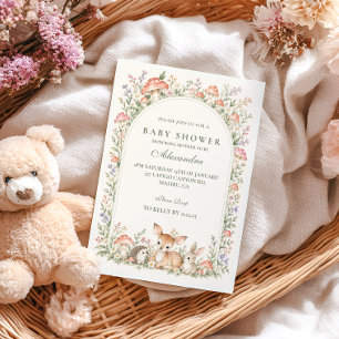 Invitación Animales del Bosque Cumpleaños del Bebé Hongo