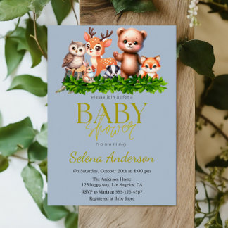 Invitación Animales del bosque de Cute - Baby Shower de Woddl