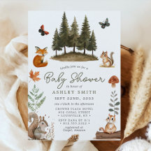Animales del bosque de madera Acuarela Baby Shower