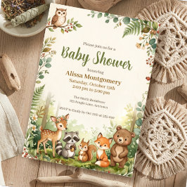 Invitación Animales del bosque de Woodland Baby Shower 
