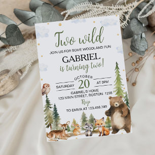 Invitación Animales del bosque de Woodland Dos Salvajes Cumpl