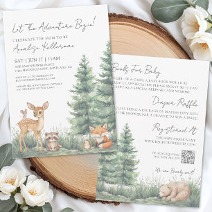 Invitación Animales del bosque de Woodland en una sola tarjet