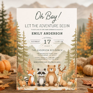 Invitación Animales del bosque de Woodland Otoño Baby Shower
