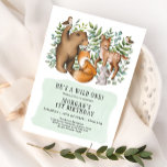 Invitación Animales del bosque de Woodland Wild One Birthday<br><div class="desc">Invitación a la HABILIDAD FORESTAL Con nuestro ilustracion original de madera pintado a mano</div>