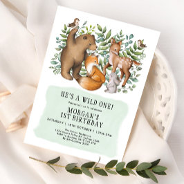 Invitación Animales del bosque de Woodland Wild One Birthday 