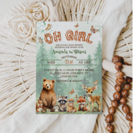 Invitación Animales del bosque Ducha de bebé niña
