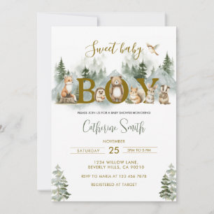 Invitación Animales del Bosque Dulce Bebé Niño Baby Shower
