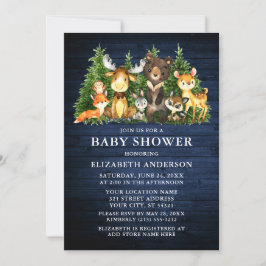 Invitación Animales del Bosque en Acuarela Cortina de Ducha d