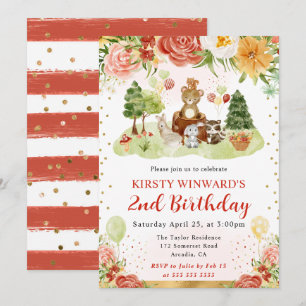 Invitación Animales del bosque en acuarela Cumpleaños de niño