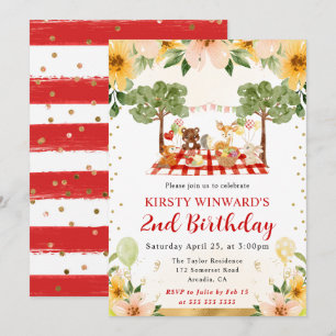 Invitación Animales del bosque en acuarela Cumpleaños de niño