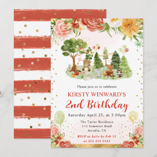 Invitación Animales del bosque en acuarela Cumpleaños de niño