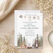 Animales del bosque en acuarela para baby shower n