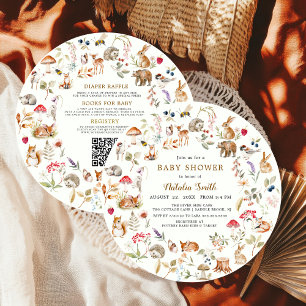 Invitación Animales del bosque en acuarela para baby shower t