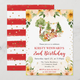 Invitación Animales del bosque en picnic cumpleaños infantil 