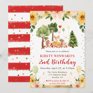 Invitación Animales del bosque en picnic cumpleaños infantil 