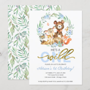 Invitación Animales del Bosque Es Un Salvaje Cumpleaños Númer