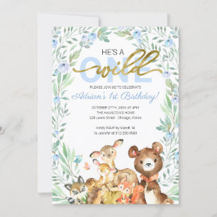Invitación Animales del Bosque Es Un Salvaje Cumpleaños Númer