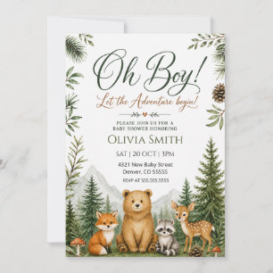 Invitación Animales del Bosque Fiesta de Bebé