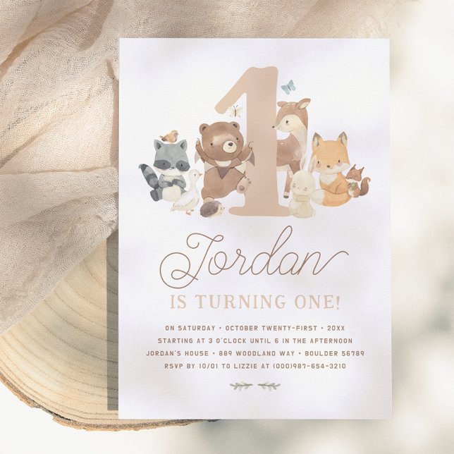 Invitación Animales del Bosque Fiesta de Cumpleaños Número Un (Subido por el creador)