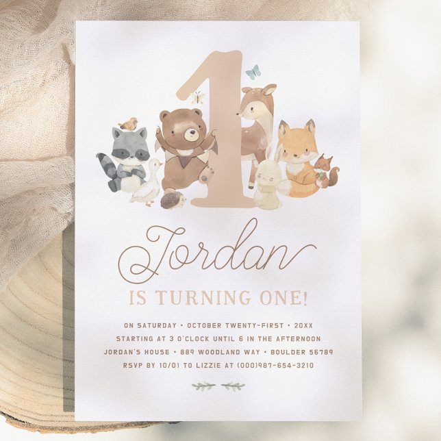 Invitación Animales del Bosque Fiesta de Cumpleaños Número Un (Subido por el creador)