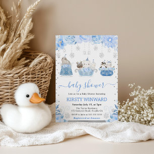Invitación Animales del Bosque Invernal Baby Shower