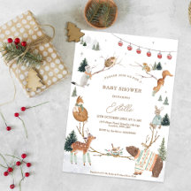 Animales del bosque invernal Baby Shower