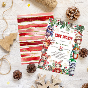 Invitación Animales del bosque invernal Baby Shower