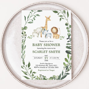 Invitación Animales del Bosque Jardín Botánico Baby Shower