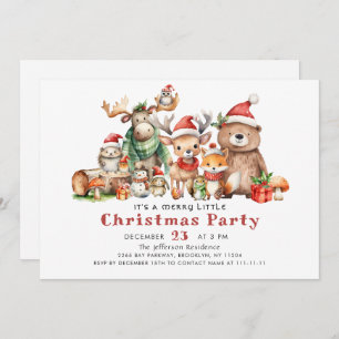 Invitación Animales del bosque Merry Fiesta a pequeños Navida