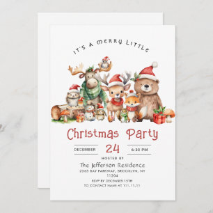 Invitación Animales del bosque Merry Fiesta a pequeños Navida