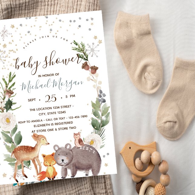 Invitación Animales del Bosque Rayas Baby Shower (Subido por el creador)