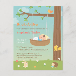 Invitación Animales del Bosque Rock A Bye Baby Shower