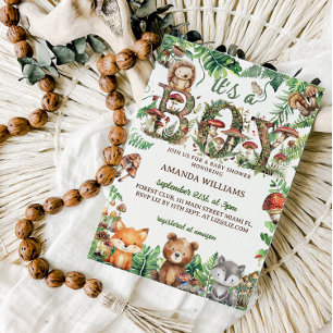 Invitación Animales del bosque Rústico Niño Bebé shower