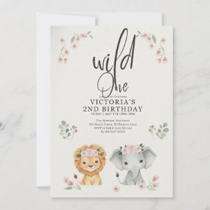 Invitación Animales del Bosque Salvaje y Cumpleaños 1 con Cha