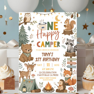Invitación Animales del Bosque Un Feliz Cumpleañero Campista