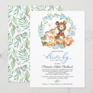 Invitación Animales del Bosque Vegetación Baby Shower Drive B