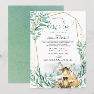 Invitación Animales del Bosque Vegetación Baby Shower Drive B