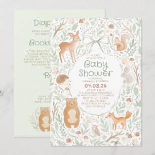Invitación Animales del Bosque y la Madera Baby Shower Todo e