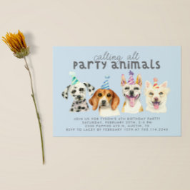 Invitación Animales del Fiesta de Perros Cachorros