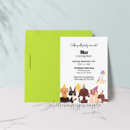 Invitación Animales del Fiesta de Perros de Cachorro de Puppy