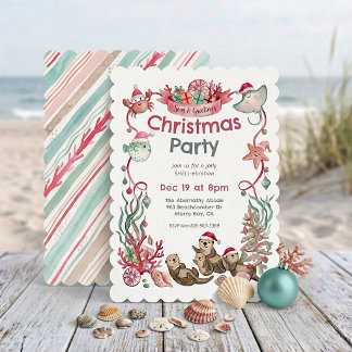 Invitación Animales del Océano Mar & Felicitaciones Navidad C