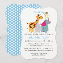 Animales del zoológico de Whimsy invitan a Baby Sh