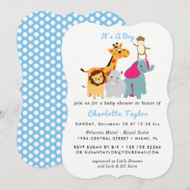 Invitación Animales del zoológico de Whimsy invitan a Baby Sh