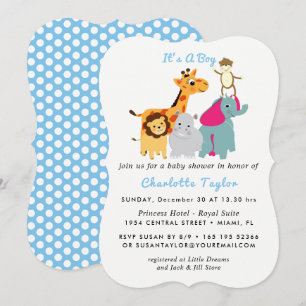 Invitación Animales del zoológico de Whimsy invitan a Baby Sh