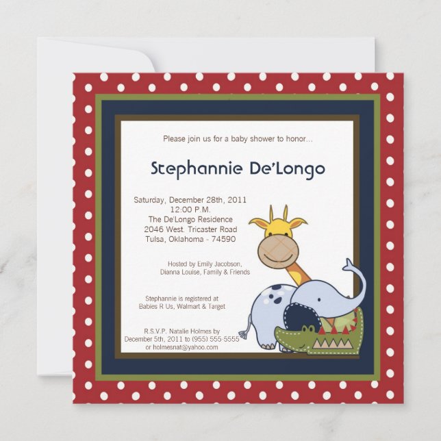 Invitación Animales del zoológico en tiempo de la jungla Invi (Anverso)