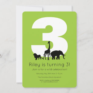 Invitación Animales del zoológico foto verde lima cumpleaños