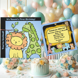 Invitación Animales del zoológico Giraffe Personalizado de cu