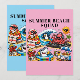 Invitación Animales divertidos de la fiesta de verano en la p